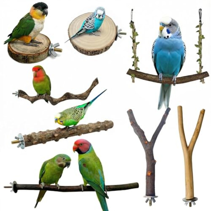 Health & Wellness Equipment - 8PCS natural wood bird perches for