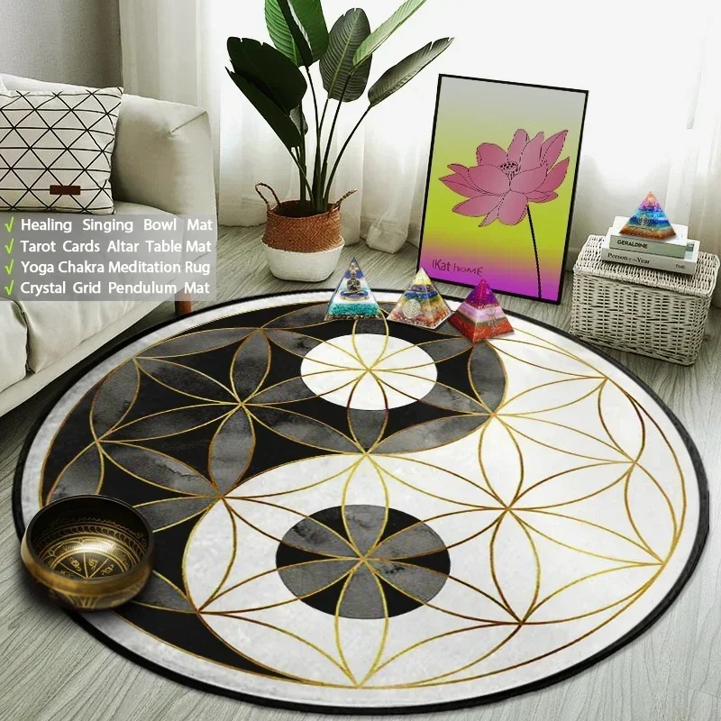 Yin Yang Taiji Round Rug Flowe - огляд і ціна Acupressure Mat Set