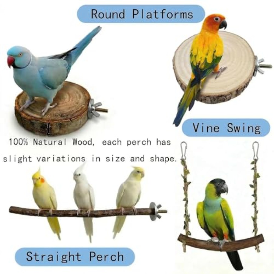 8PCS natural wood bird perches - огляд і ціна Health & Wellness Equipment